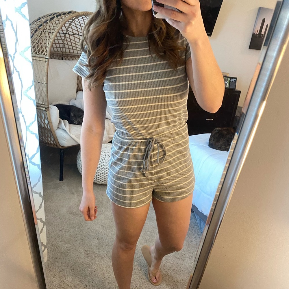 Pink Lily Striped Romper